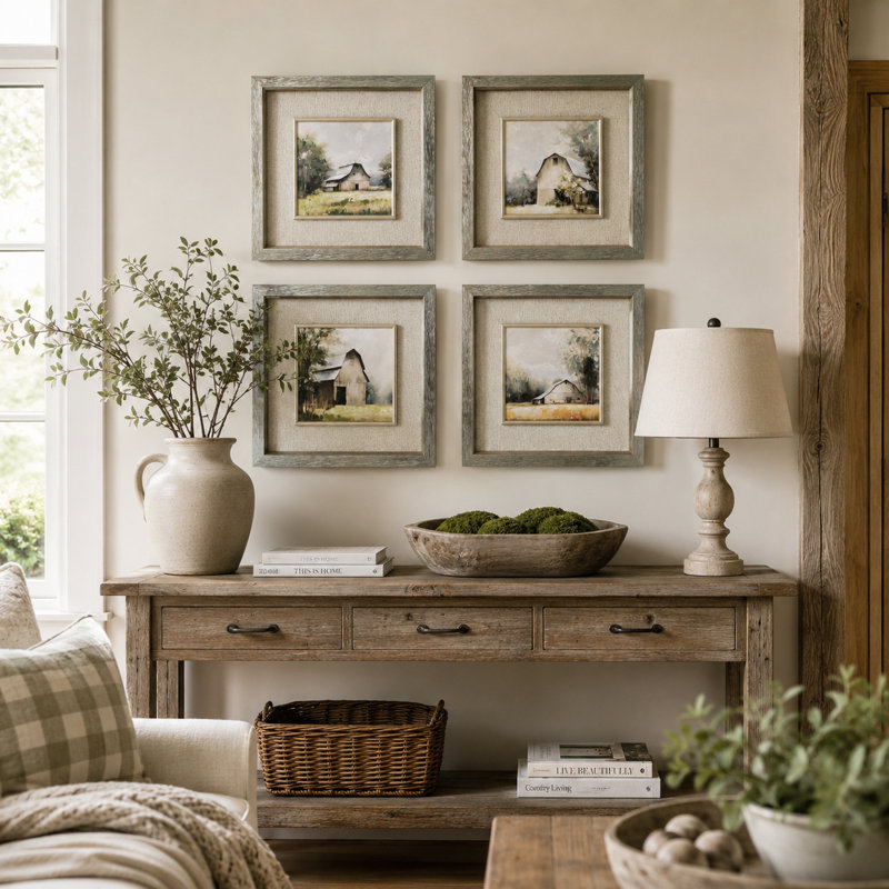 Windham 4-Piece Farmhouse Barn Framed Canvas Paintings