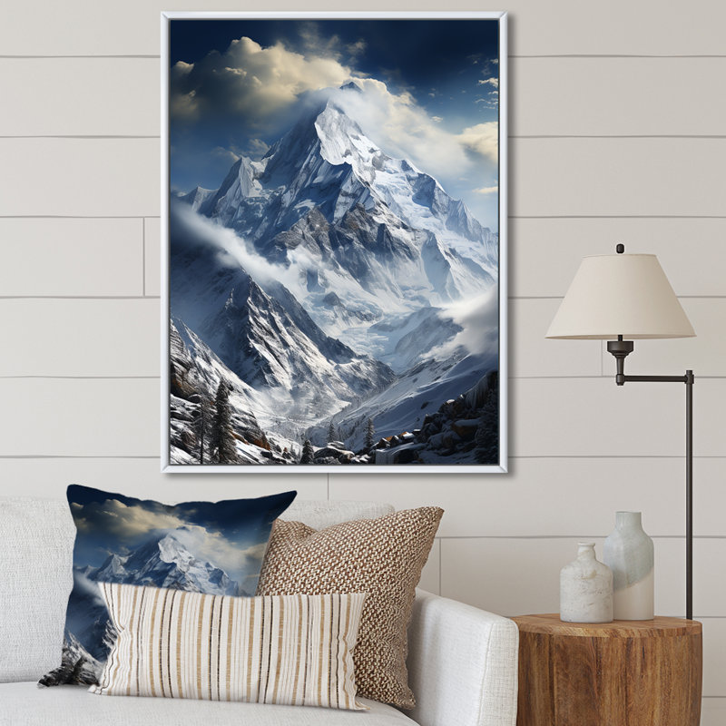 Vosselare Minimalisme Winter Mountains Summit Splendor III, Cadre flottant blanc, H 44 po x l 34 po x P 1,5 po