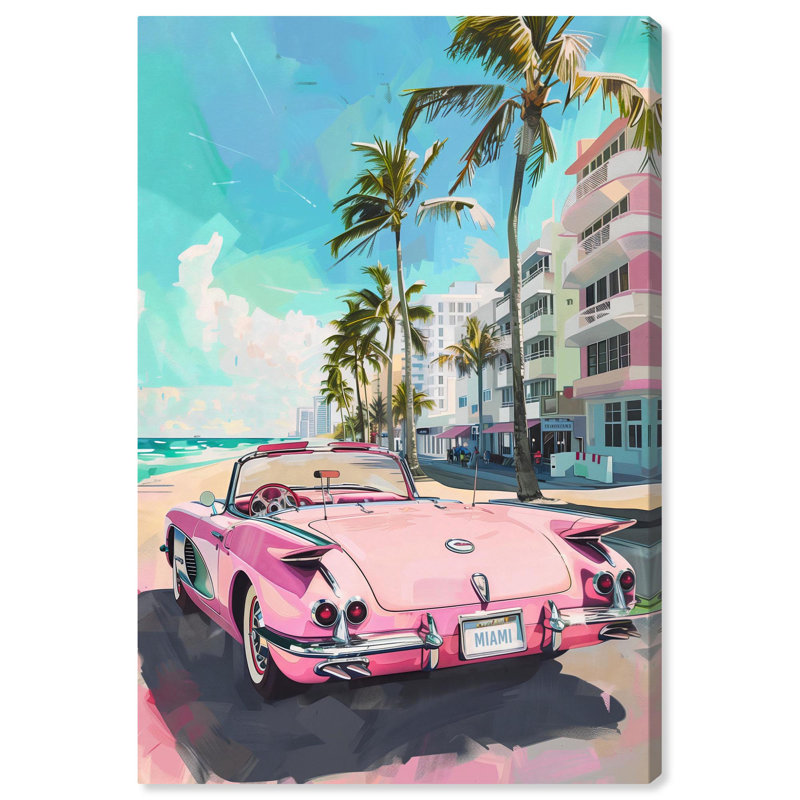 Coquette Miami déco sur toile tendance Art par Art Remedy, Toile tendue, H 45 po x l 30 po