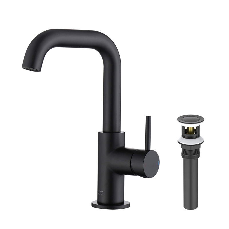 Macon Single Handle High-Arc Bathroom Vanity Sink Faucet, Matte Black