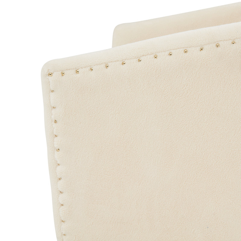 Skye Upholstered Swivel Barrel Chair, Ivory Faux Shearling, Gold