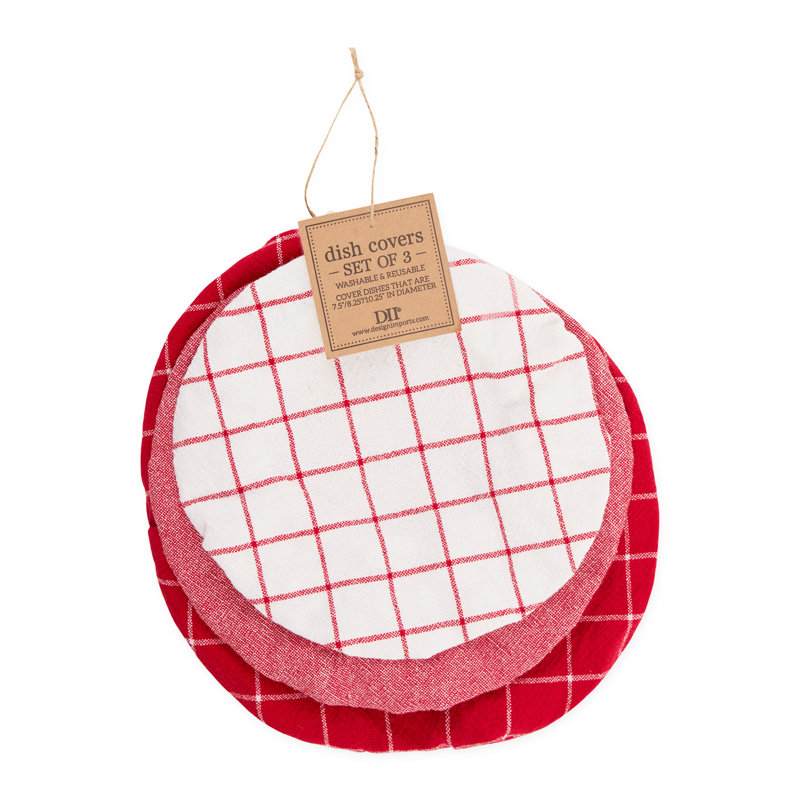 Ensemble de 3 assiettes à vaisselle en coton réutilisables Design Imports, Rouge