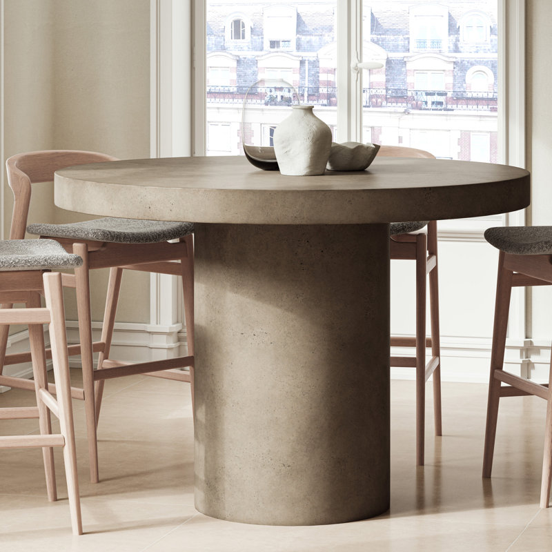 Table de salle à manger Kareen, Gris foncé, Rond 60 po  , Table de comptoir (hauteur de 36,25 po)