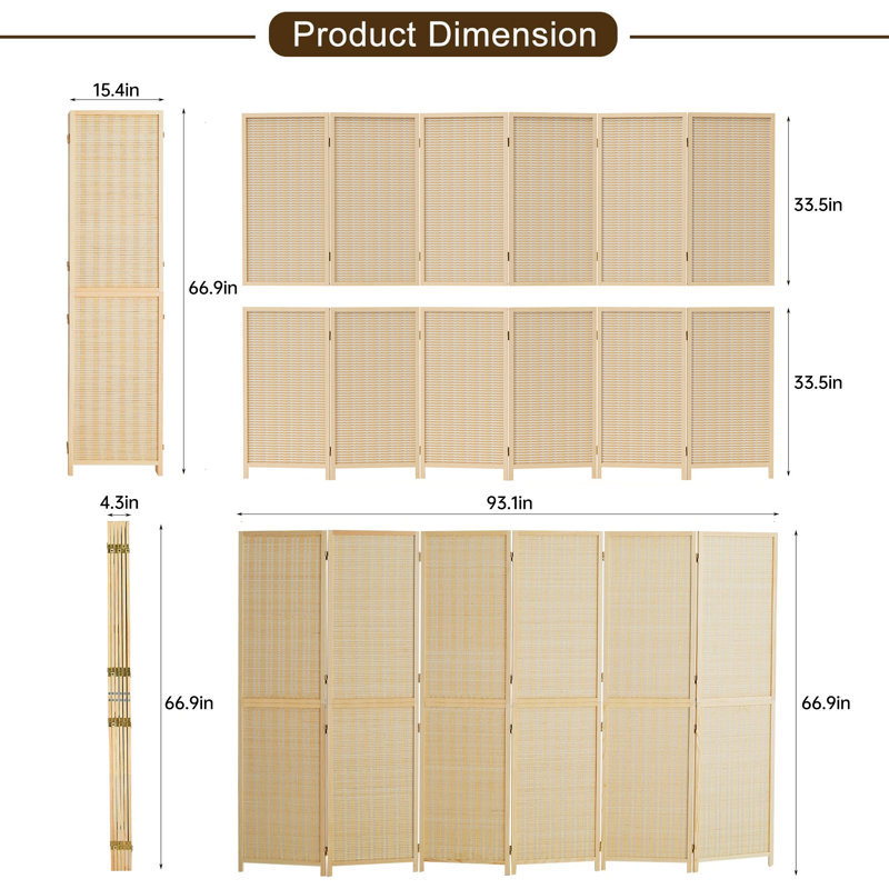 Paravent pliable de 6 pi de hauteur pour séparateur de pièce, 6