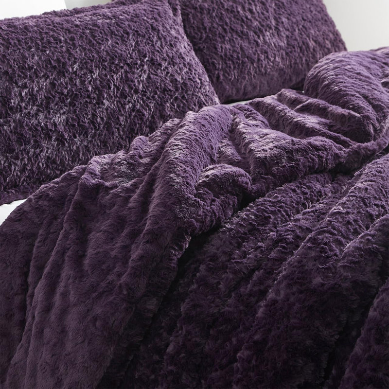 Coma Inducer Wriggle With It Dark Purple Oversized Comforter Set, Queen Comforter + 2 Standard Shams