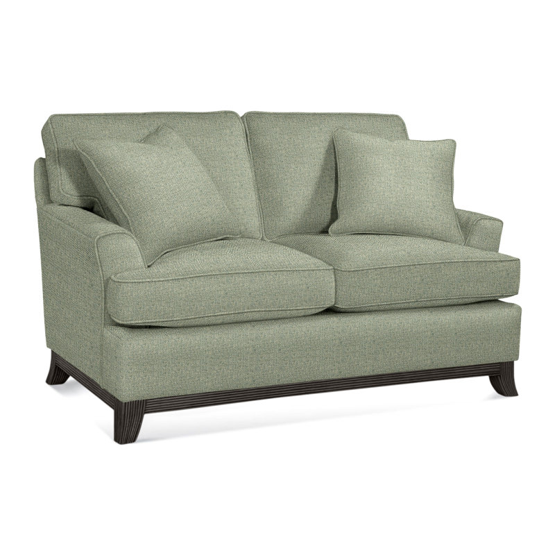 Oaks Way Loveseat, Green Performance Fabric; 0851-54, Graystone Finish