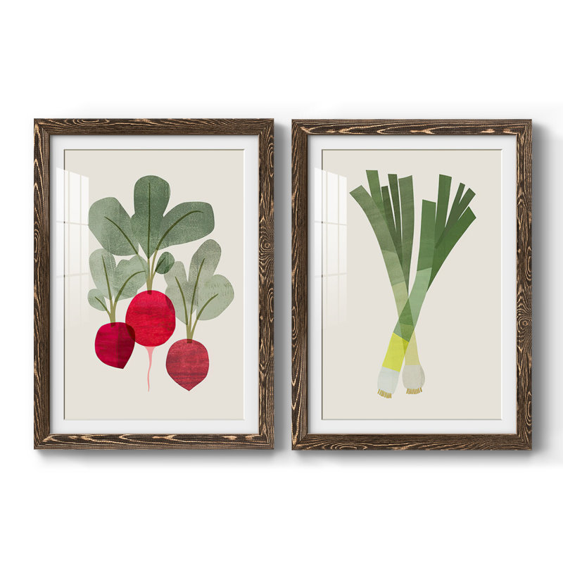 «Organic Veg I», reproduction encadrée de qualité supérieure - prête à être accrochée, H 31,5 po x l 88 po x P 1,5 po, Noyer