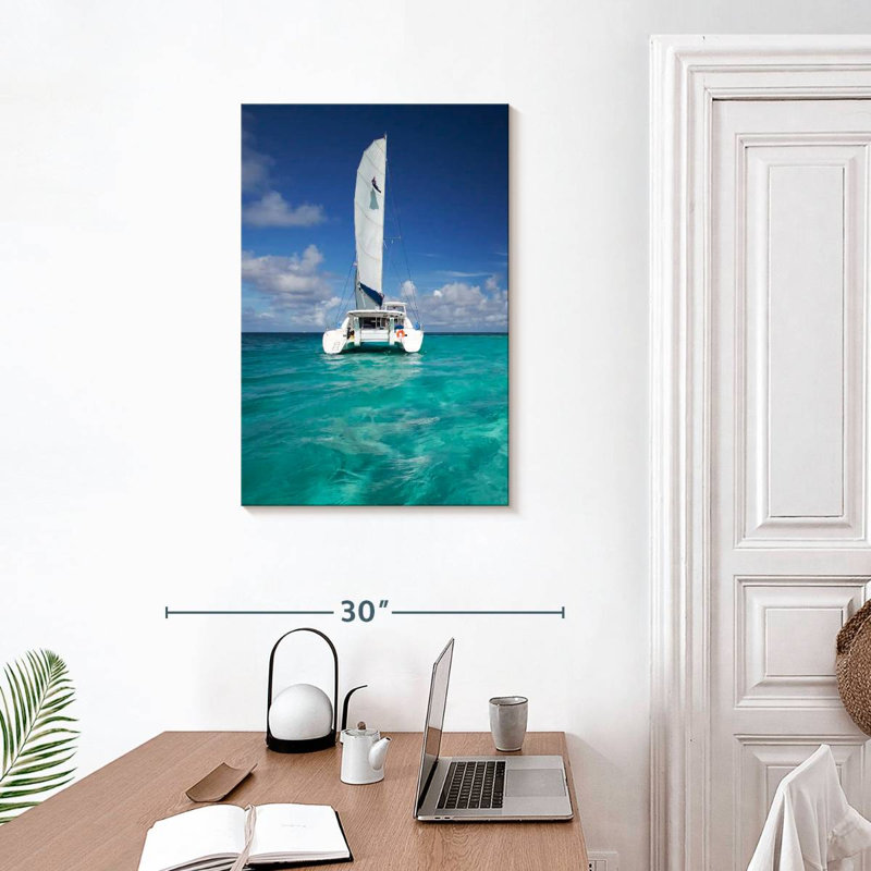 Aime Turquoise Sea Catamaran, 30" H x 20" W