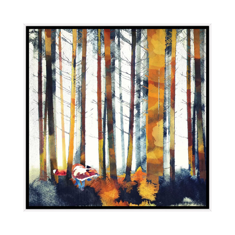 «Autumn Hunt», reproduction d'impression, Pas de tapis, 18" H x 18" W x 1.5" D, Toile blanche encadrée
