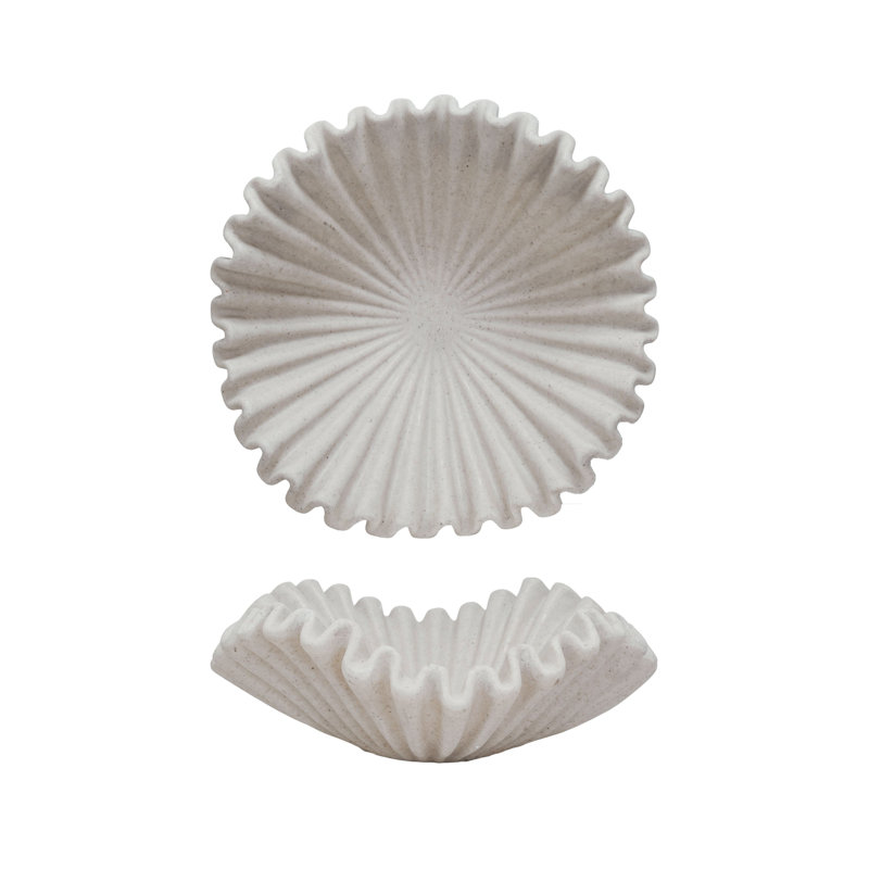 Chic Ruffle Stone-Finish Bowl