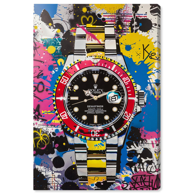 «Watch Graffiti Canvas Urban Graffiti Wall Art» par Notoriart, Toile tendue, H 36 po x l 24 po