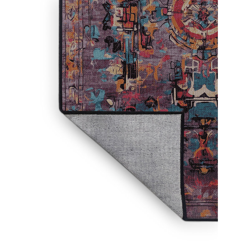 Tapis noir lavable à la machine, Rectangle de 5 pi x 8 pi