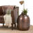 Griffen 19"W Metal Industrial End Table with Drum Design and Hidden Storage, Assembled-987762286