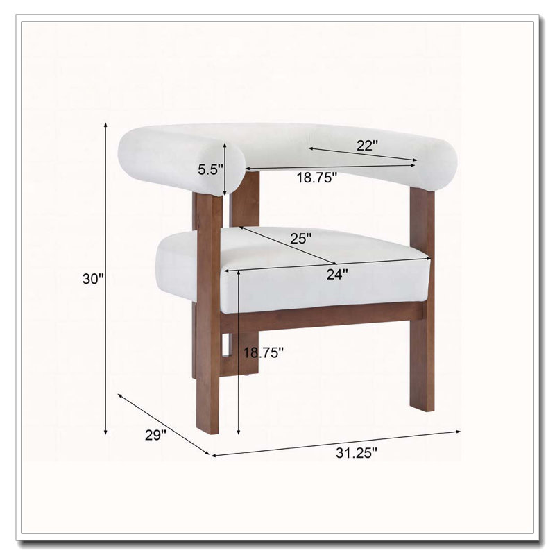 Fauteuil d'appoint rembourré en velours, Beige
