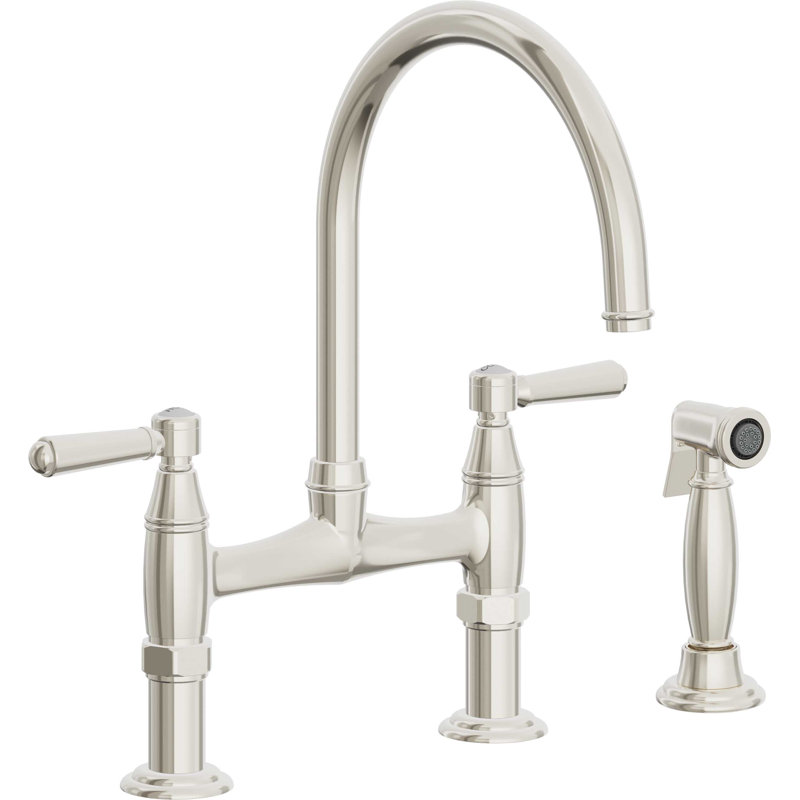 Bridge Kitchen Faucet, 33 Series Metal Lever, Without Side Spray, Polished Nickel