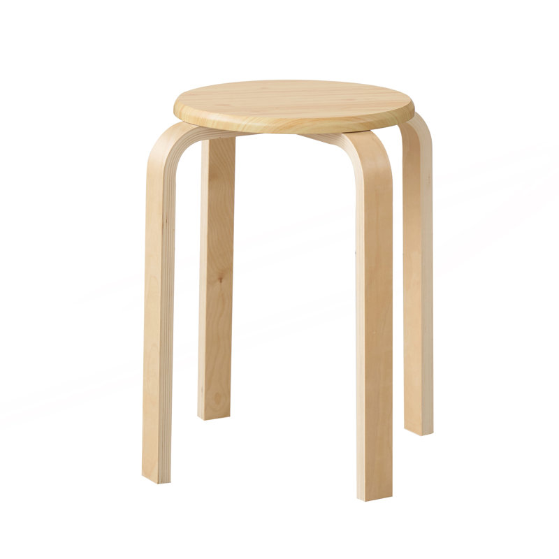 Set of 4 Stackable Stools, Stackable Bentwood Stools, Round Backless Chairs