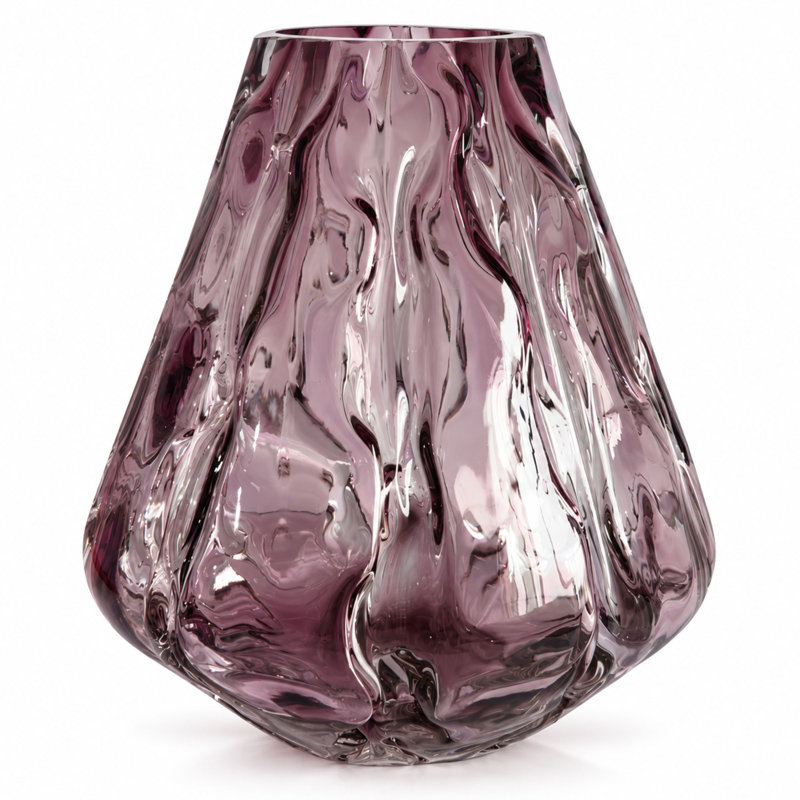 Vase de table moderne en verre mauve 10 po Modern Art
