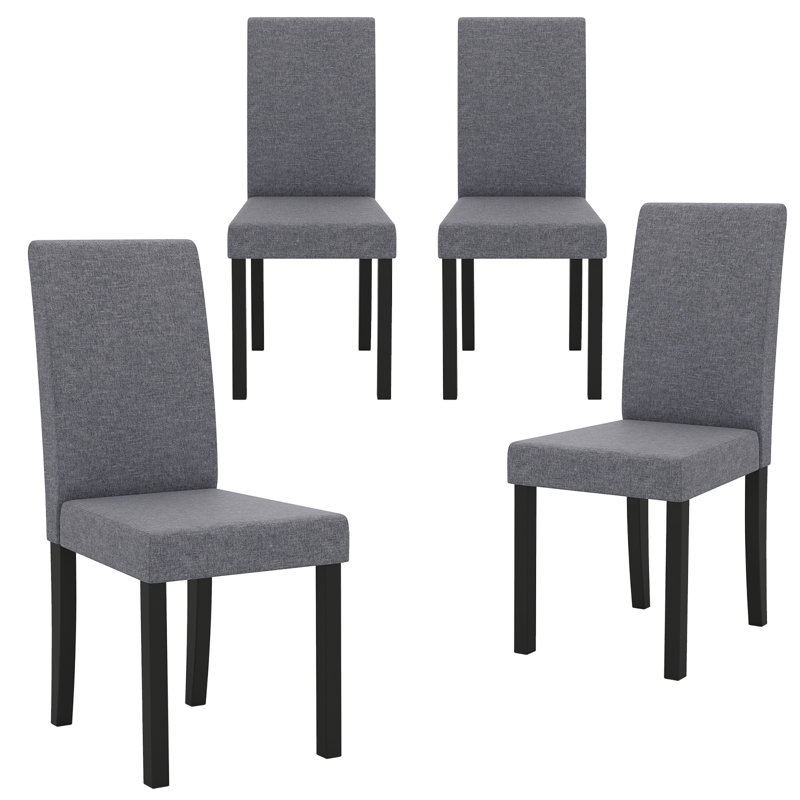  Ensemble de 4 chaises de salle à manger rembourrées en bois d'hévéa avec accoudoirs gris foncé, 4, Gris foncé