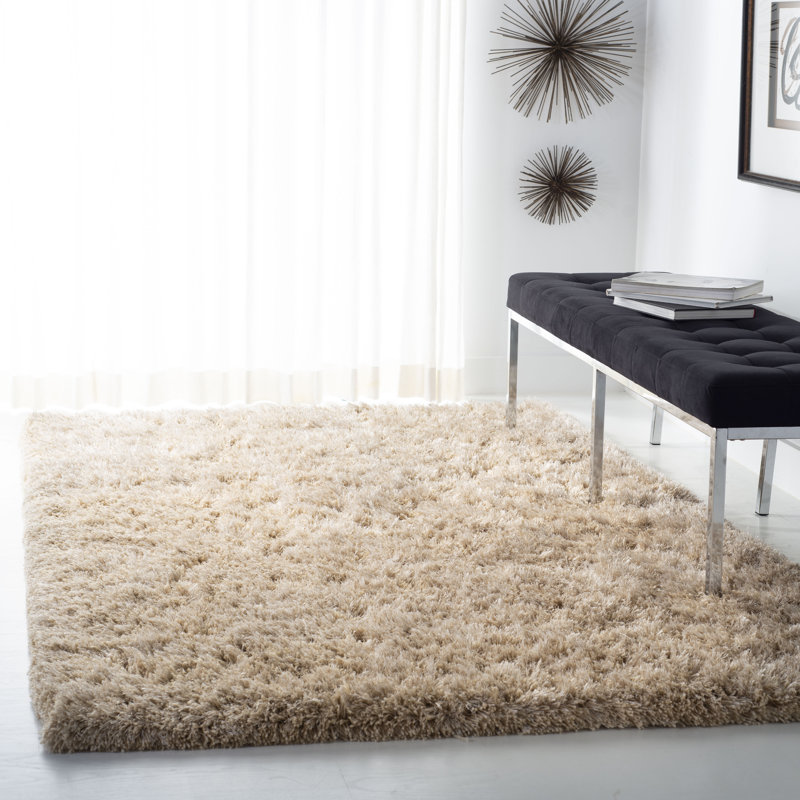 Pihu Shag Hand Tufted Performance Solid Color Rug, Rectangle 8' x 10'