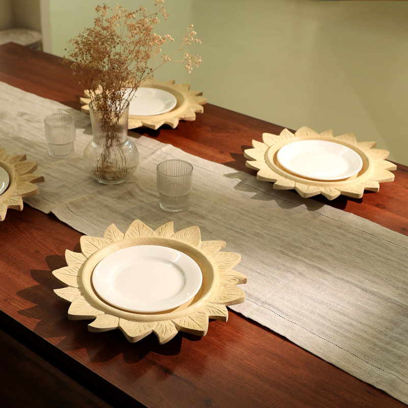  Assiette de service en bois | Plat de service en bois fait à la main 13 "| Napperon en bois | Vaisselle Artisan, Miranda