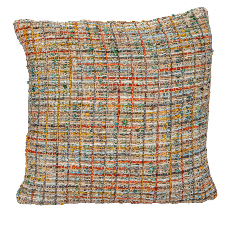 Multicolor Woven Acrylic Blend Bouclé Throw Pillow