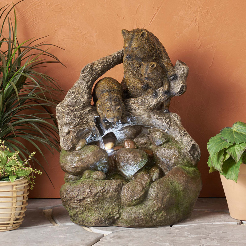 24.75" High Callan Fountain Weather Resistant Floor Fountain With Light