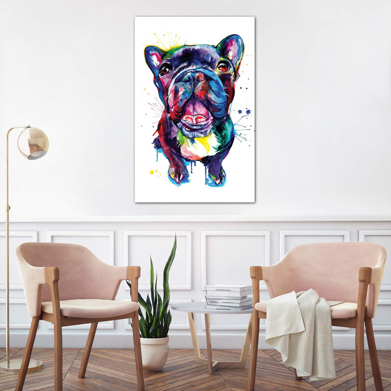 Black Frenchie by Weekday Best - Painting on Canvas, 20.32 cm H x 30.48 cm W