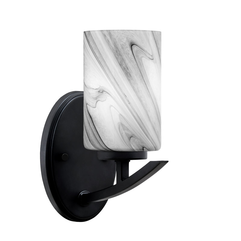 Applique murale kurve avec verre tourbillon onyx 4 po, Noir mat