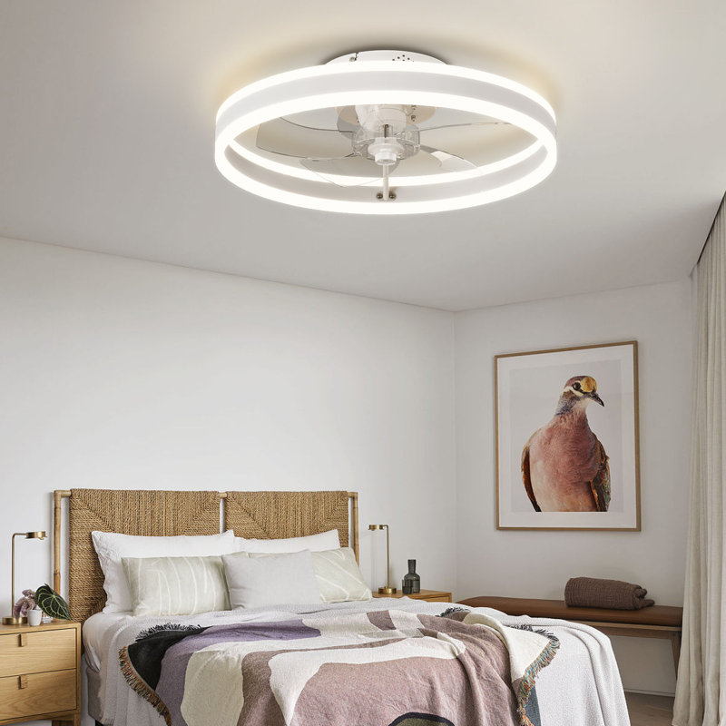 Heui Bladeless Ceiling Fan with Light, White, 15.7", 1 Pack