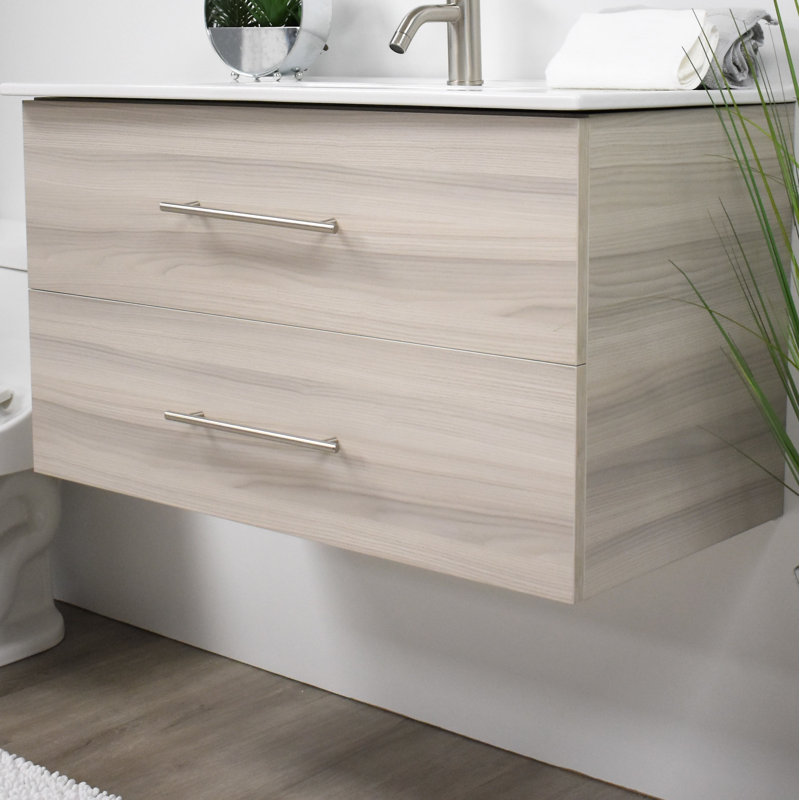 Munnsville 36'' Single Bathroom Vanity with Ceramic Top, Ash Gray