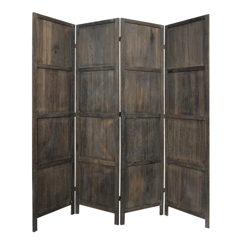 Rustic Dark Brown Wood 79'' Folding Room Divider
