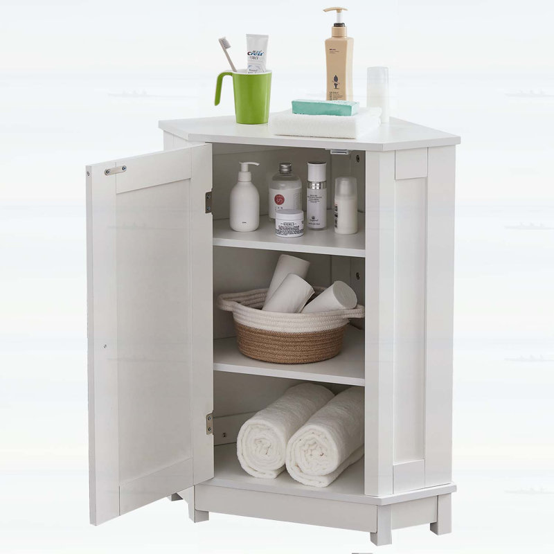 Armoire de rangement d'angle avec tablettes réglables, White
