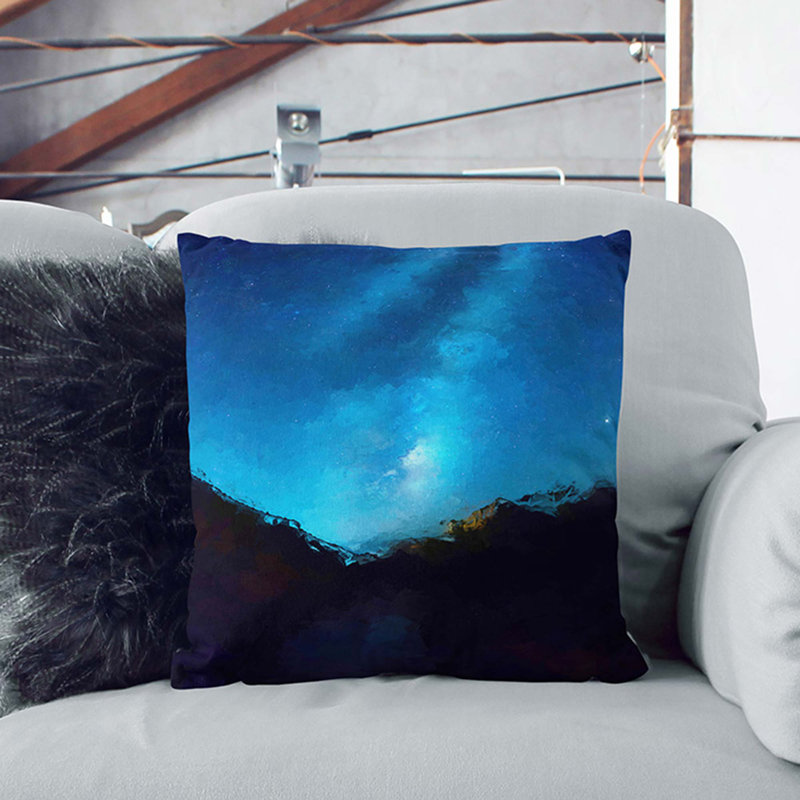 Stars Above Zion National Park in Abstract Cushion with Filling, 55cm H x 55cm W x 20cm D, Irovy/Blue