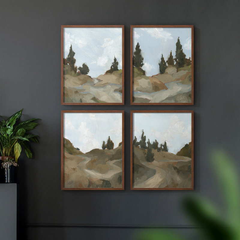 Impression sur toile, ensemble de 4, Noyer, H 44 po x l 14 po