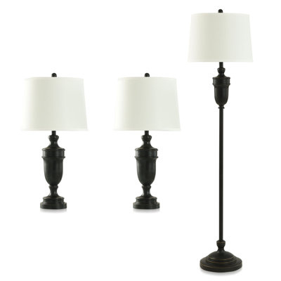 Ensemble de lampes de plancher et de table traditionnelles 62 po Gyeong