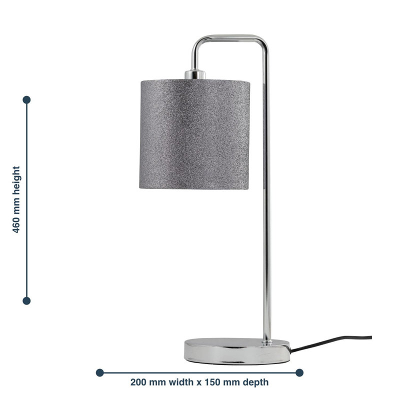 Hamdy 46Cm Polished Chrome Arched Table Lamp Set