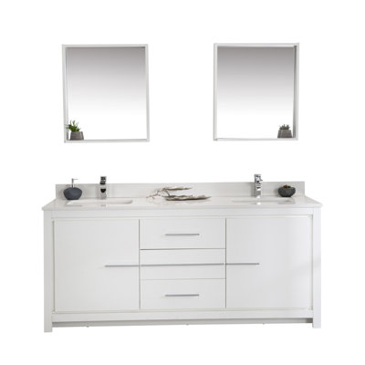70.74000000000001'' Single Bathroom Vanity with White Quartz Top