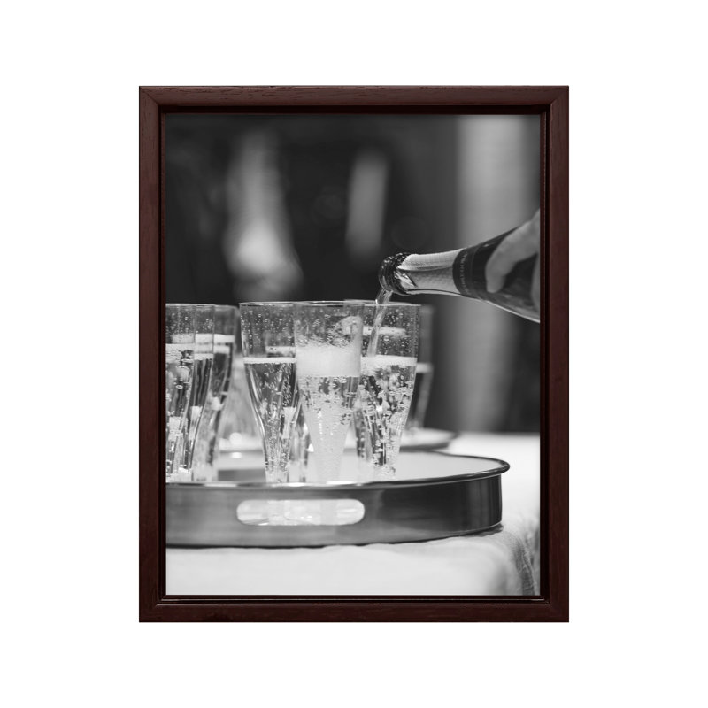 Verser du champagne No3, 24"H x 32"W, Canvas, Brown Framed
