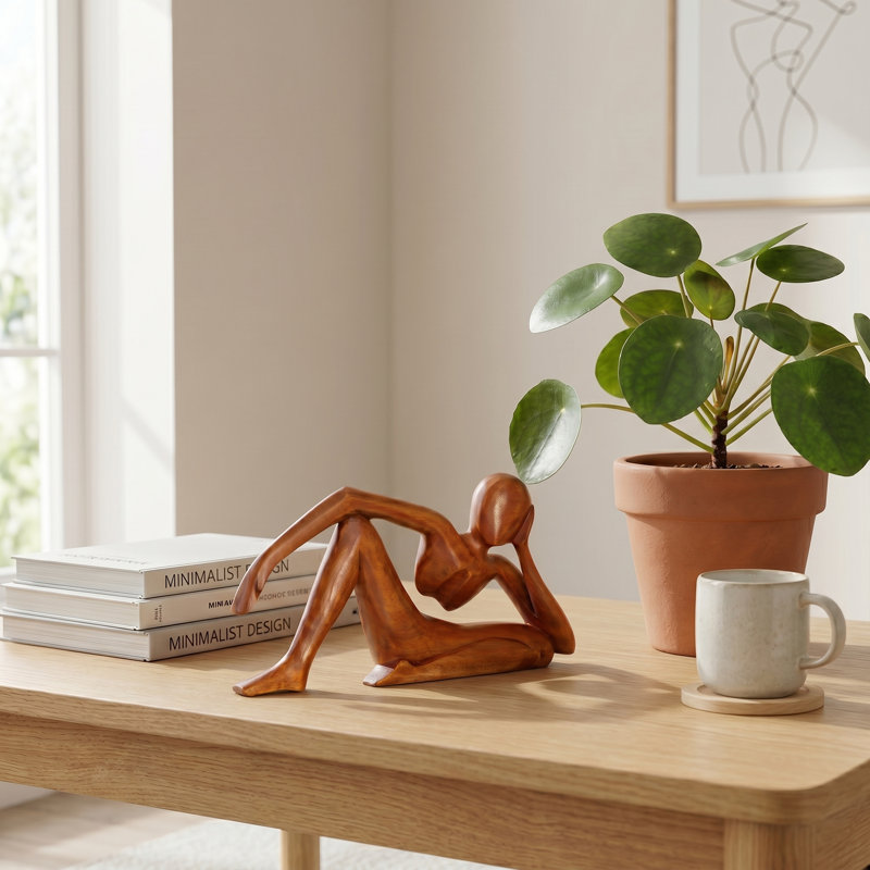 Haani 12 sculpture abstraite statue en bois sculptée à la main homme relaxant Home Decor