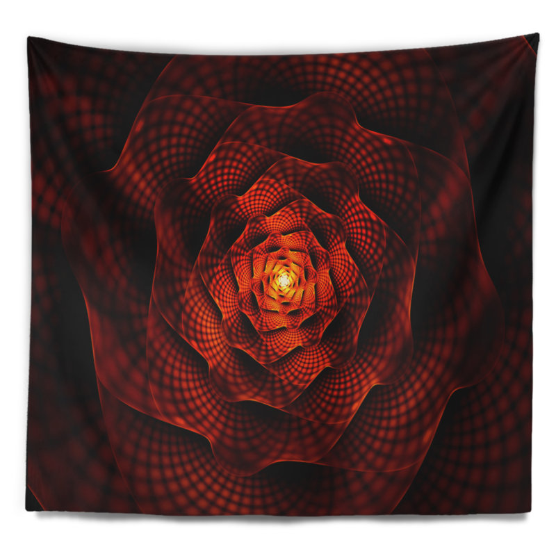 Tapisserie fleur de passion rouge fractale, H 50 po x l 60 po