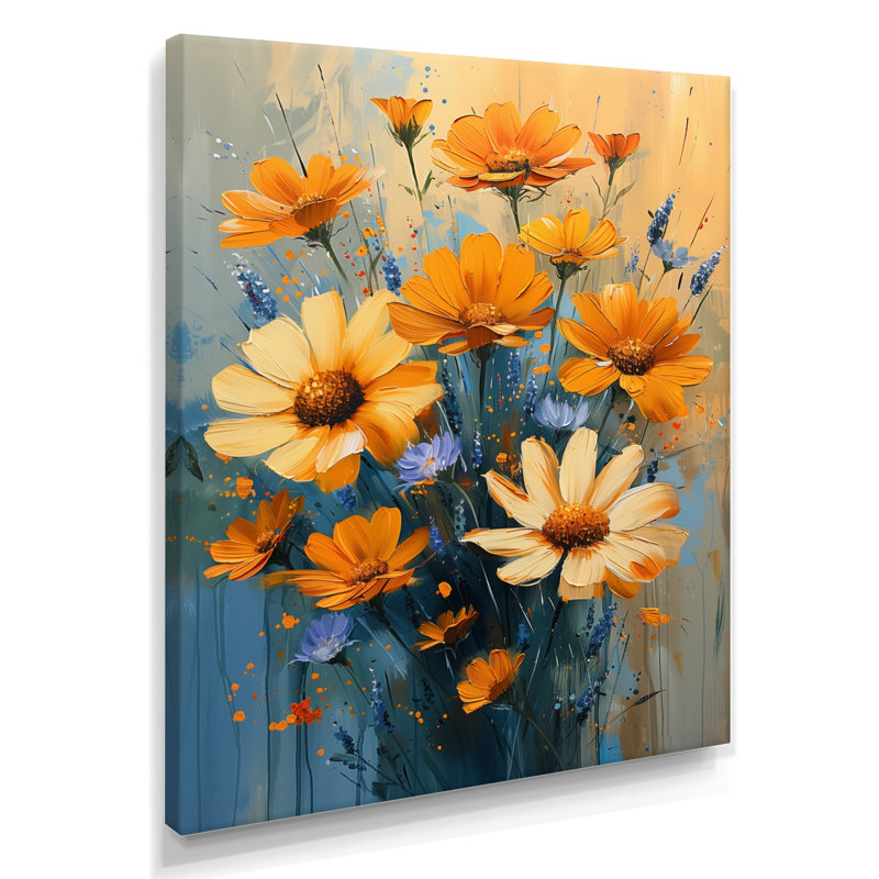 «Yellow Blue Radiant Bloom Cornflowers In Farm III - Cornflowers», art mural, Toile tendue, H 20 po x l 12 po