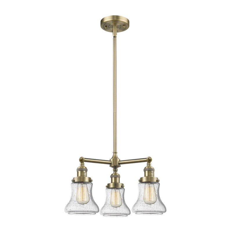 Lustre classique à 3 lumières Edda, Grainé, Laiton antique, Ampoule non incluse