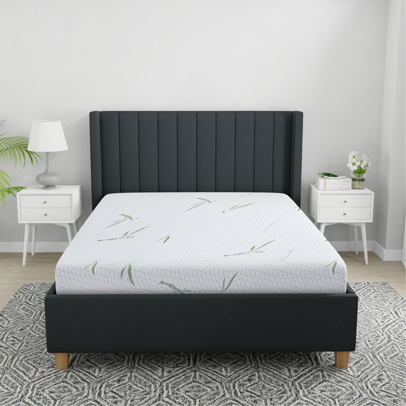Matelas en mousse viscoélastique double couche 8 pouces avec housse infusée en bambou - Grand, 8", Grand lit