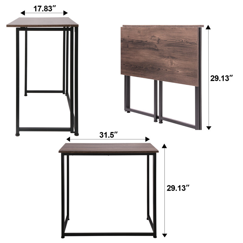 Metal Base Computer Writing Desk, Dark Brown/Black