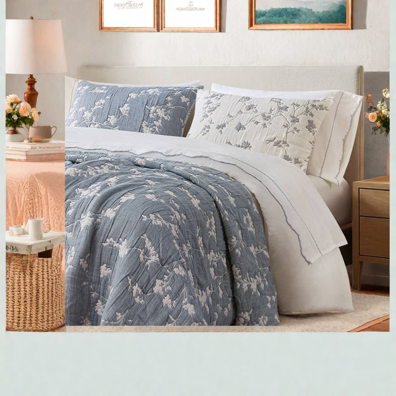 Ensembles de literie en coton de qualité supérieure pour grand lit, jacquard floral moderne pour la maison