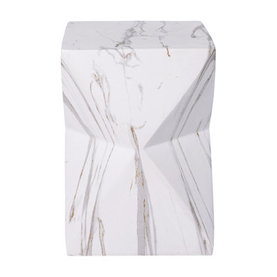 18.5"H Modern Geometric MGO Side Table, Hourglass Accent Table with Faux Marble Finish - Weather Resistant End Table for Indoor and Outdoor Use, Living Room, Bedroom & Patio