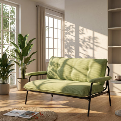 Verdant Oasis 53" W x 30" D x 31" H Corduroy Button-Tufted 2-Seater Sofa