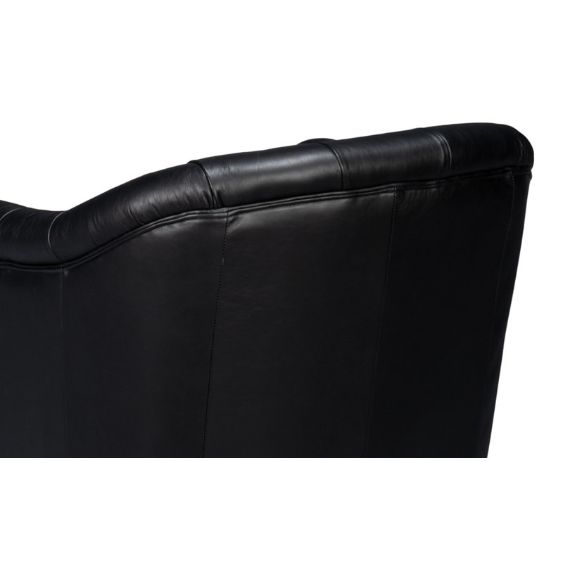 Coolidge Swivel Club Chair, Onyx Black Genuine Leather