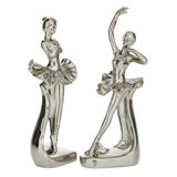 Porcelain Ceramic Dancer Decorative Silver Sculpture Set
