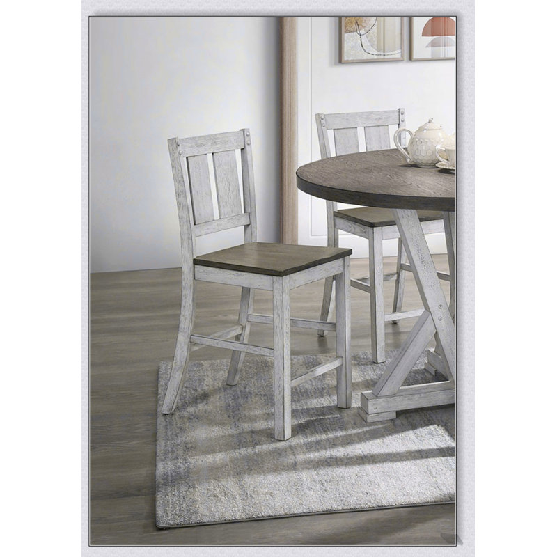 Ensemble de chaises de salle à manger à hauteur de comptoir en bois massif à finition comptoir blanc antique pour plus de confort et de style